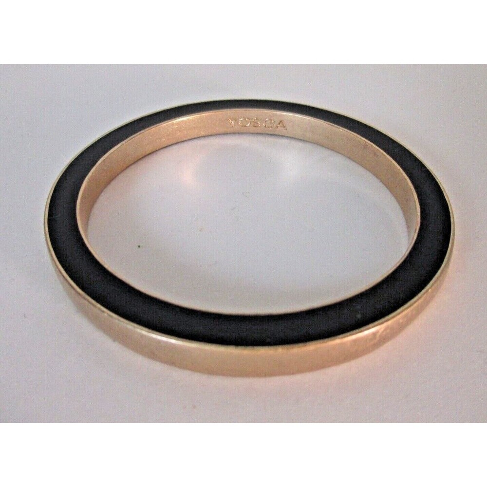 Gerard Yosca Women's Black Enamel Gold Thick Bangle bracelet NWOT $160